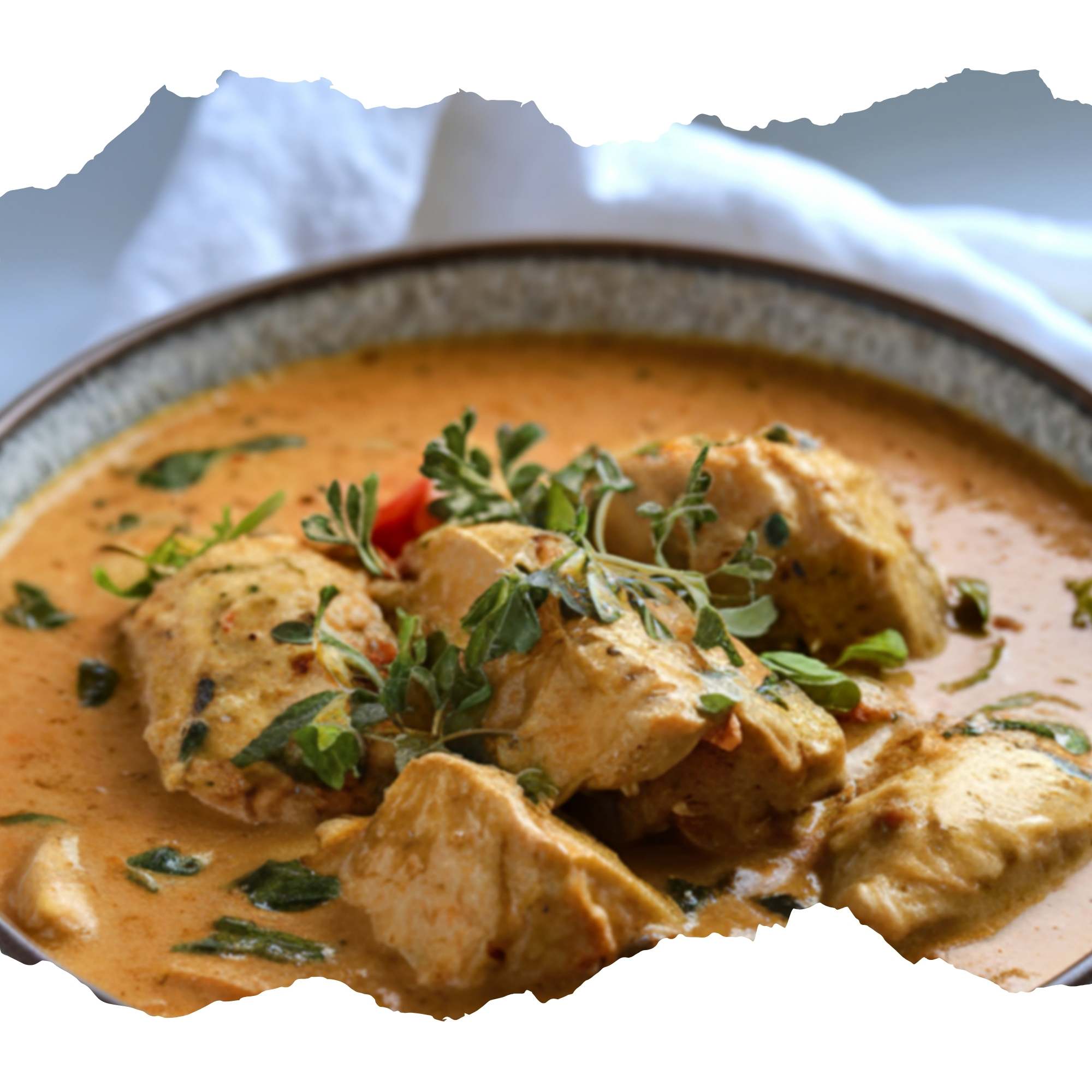 Pollo a la crema con champiñones